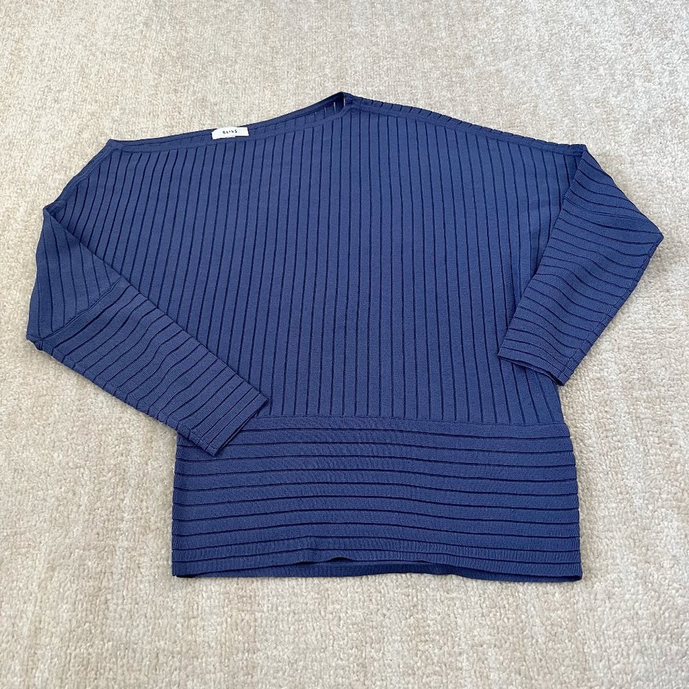 Reiss Asymmetric Knit Sweater M Blue